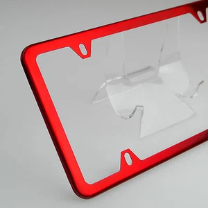 Chevy Slim Powder Coated Candy Red Stainless Steel License Plate Frame Holder 4H - Imagen 1 de 12
