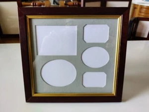 Portaritratto multiplo con cornice in legno filo oro e vetro, realizzato a mano - Foto 1 di 9