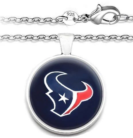 Houston Texans Mens Womens 925 Silver Link Chain Necklace With Pendant A1 Cover