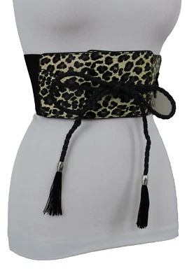 Женщин корсет ремень талии широкий эластичной пояс черный леопард животных печати S M - Изображение 1 из 4