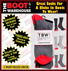 TBW Cotton Socks For Work Boots. Suit Redback Oliver Blundstone Mongrel - 3 PACK - Picture 1 of 5