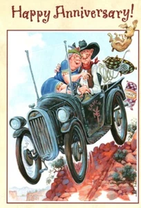 Funny Happy Anniversary Husband Wife Western Antique Leanin Tree Greeting Card - Picture 1 of 3