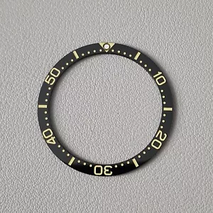Bezel Insert Black SKX007 Ceramic / Khaki Fonts Flat C3 Low PIP - Picture 1 of 1