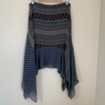 Falda midi Sundance para mujer 10 seda alta baja multipatrón ligera boho Foto 1 de 4