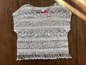 Xhilaration Antik Spitze Tasseled Boho Shabby Chic Baumwolle Bluse Top Small Neu mit Etikett - Bild 1 von 9