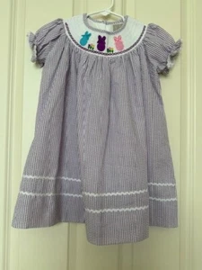 Vestido LIL CACTUS Calado Seersucker Conejitos PÚRPURA Niña Talla 3T - Imagen 1 de 2