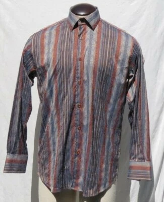 Camisa LUCHIANO VISCONTI Ligera Elastizada Jacquard Rayas Abotonada EE. UU. M USADA EN EXCELENTE ESTADO Foto 1 de 4