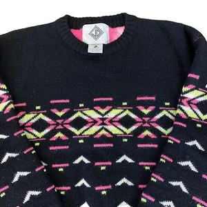 Sun Valley Vintage 80s 90s Neon Aztec Womens Large Wool Ski Lodge Sweater - Bild 1 von 11
