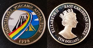 East Caribbean States 10 Dollars 1998 PROOF Montserrat Colorized Silver - Picture 1 of 1