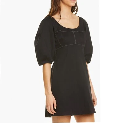 La Ligne Puff Sleeve Babydoll Mini Dress Black Women's Size Small NEW - Image 1 of 4