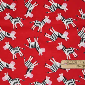 Red Zebra Print In the Jungle Cotton Fabric 1/2 Yard #9241 - Picture 1 of 2
