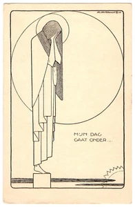 My Day Ends a/s Jos Speybrouck art deco postcard 1929 Belgium religious - Picture 1 of 2