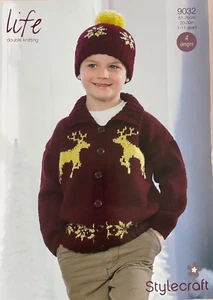 Childrens reindeer + snowflake set KNITTING PATTERN jacket hat Stylecraft 9032 - Bild 1 von 7