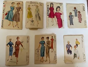 Lote de patrones vintage años 40/50, 7, vestido movible, 25 centavos a 60 centavos, gráficos - Imagen 1 de 10