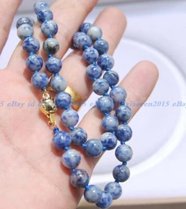 8mm Natural Blue & White Sodalite Round Gemstone Beads Necklace 18" AAA - Picture 1 of 12
