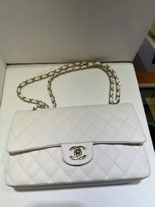Chanel Medium White Double Flap Bag Gold Hardware - Picture 1 of 10