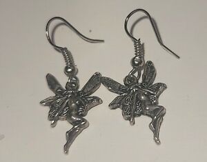 Dangling Sterling Silver Tinkerbell Earrings Disney Fairy Pretty Cute Rare