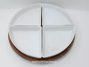 The Cellar Serveware Acacia Wood Lazy Susan, White Porcelain - Picture 1 of 21