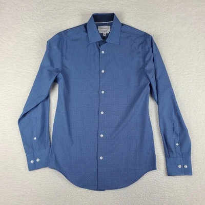Construct Dress Shirt Mens Small Blue White Slim Cooling Comfort 4 Way Stretch - Image 1 of 4