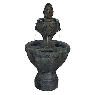  Fuente de agua de piedra cabeza de león 50-0005, marrón  Foto 1 de 4