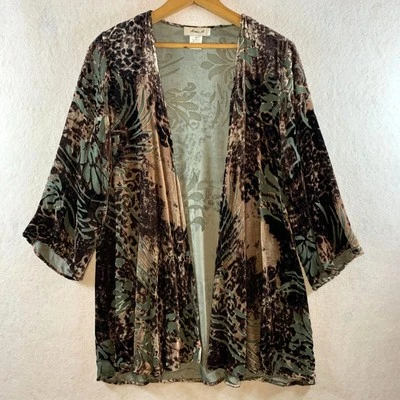 Mujer Capricho Terciopelo Burnout Kimono Talla S Floral Bruja Boho Festival Artístico Foto 1 de 4