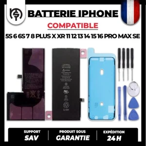 BATTERIE COMPATIBLE POUR IPHONE 5S 6 6S 8 PLUS X XR 11 12 13 14 14 16 PRO MAX SE - Photo 1/1