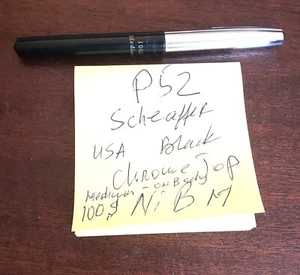 Pluma estilográfica vintage Sheaffer tapa negra cromada, punta M hecha en EE. UU. 100S M P52 - Imagen 1 de 8