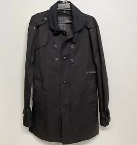 G Star Mens Garber Trench Coat Black Zip Up Pockets Sz Medium - Picture 1 of 12