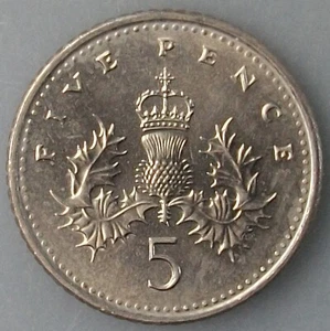 1996 UK Great Britain 5 Pence World Coin - KM# 937b ptwewt - Picture 1 of 2