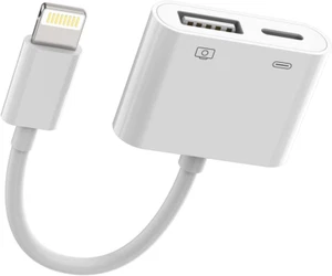 Iphone OTG Adapter Charge Cable Dongle 2In1Lightning Male to USB Splitter Camera - Picture 1 of 12