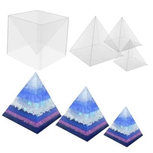 3 Super Large Clear Silicone Pyramid Molds for Resin, 3Pcs 3 pcs Pyramid Molds - Picture 1 of 8