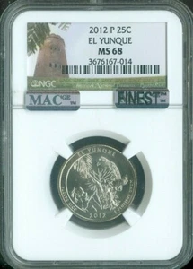 2012-P El Yunque Quarter NGC MS68 MAC Quality - Picture 1 of 2