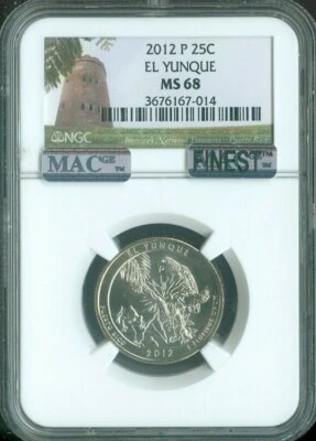 2012-P El Yunque Quarter NGC MS68 MAC Quality - Image 1 of 2