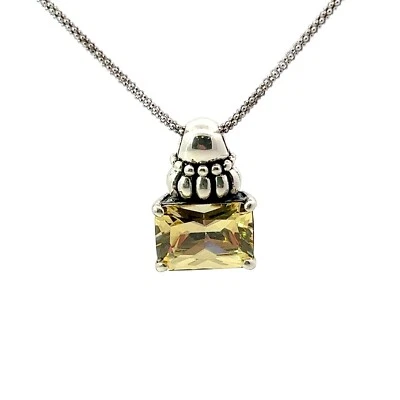 Collana In Quarzo Giallo Limone Creato In Laboratorio In Argento Sterling - Immagine 1 di 4