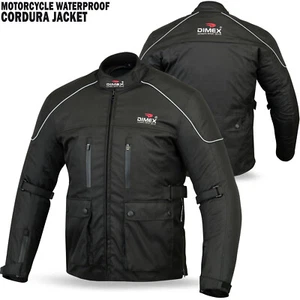 Mens Motorcycle Waterproof Cordura Textile Jacket Motorbike CE Armours BLACK - Picture 1 of 6