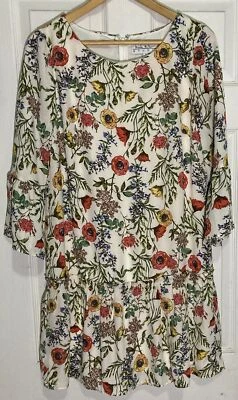 Nicole Miller Dress Size 16 Studio Floral Bell Sleeve Bohemian Lined - Image 1 of 4
