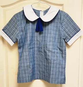 Girls ACT School Uniform Blouse # 16 Check W/ White Collar Royal Piping/Tab New - Picture 1 of 2