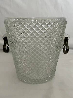 Vintage Mid Century Diamond Cut Champagne Bucket 7" Tall 7" Wide - Image 1 of 4