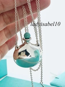 Tiffany & Co. 29" Lg Turquoise Bottle Necklace Elsa Peretti Silver w/ Box - Picture 1 of 15