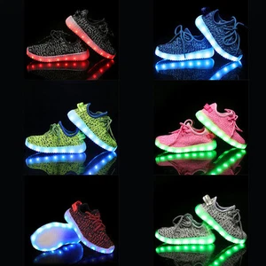 New USB Charging LED Light Luminous Laces Shoes Kids Flashing Sneakers - Picture 1 of 12