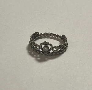 PANDORA PRINCESS HEART TIARA CROWN RING SIZE 7 - Picture 1 of 3