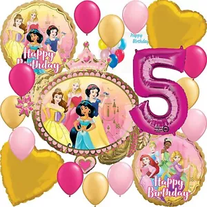 Disney Princess Party Supplies Pink Balloon Decoration Bouquet for 5th Birthday - Picture 1 of 1