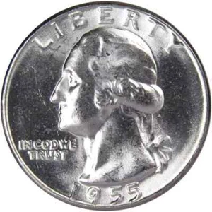 1955 Washington Quarter BU Uncirculated Mint State 90% Silver 25c US Coin - Imagen 1 de 2
