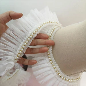 Encaje Con Flecos De Perlas Con Pliegues Por Yarda Para Disfraces De Danza - Imagen 1 de 19