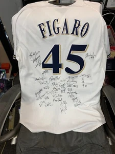 2013-2014 MILWAUKEE BREWERS TEAM SIGNED FÍGARO JERSEY WHITE MAJESTIC SIZE 48 - Picture 1 of 12