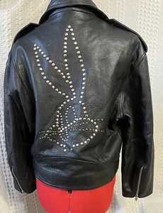 Vintage Bugs Bunny Rare Leather Looney Tunes Biker Jacket 1994 Warner Bros - Picture 1 of 16