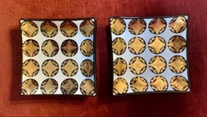 Pair of MCM Black Glass Gold Atomic Trinket Dish - 3.5" - Picture 1 of 7