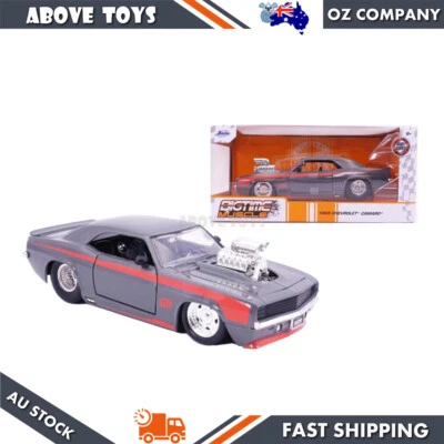 Jada 1:24 Scale Big Time Muscle 1969 Chevrolet Camaro Grey Orange Diecast Model - image 1 of 3