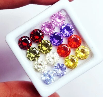 Mix Color Sapphire Round Shape 5x5 mm 16 Pcs Loose Gemstone Lot - Image 1 of 4