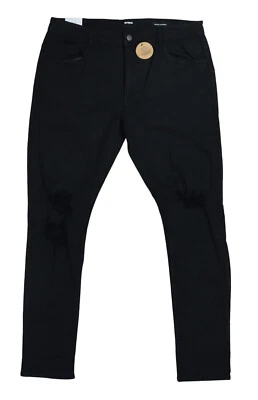 Pantalones de mezclilla para hombre Cotton: On súper ajustados 32" entrepierna desgastados nuevos con etiquetas negro azabache Foto 1 de 2